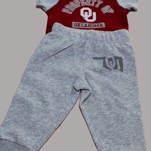 Baby boy Sooner onesie and sweatpants outfit